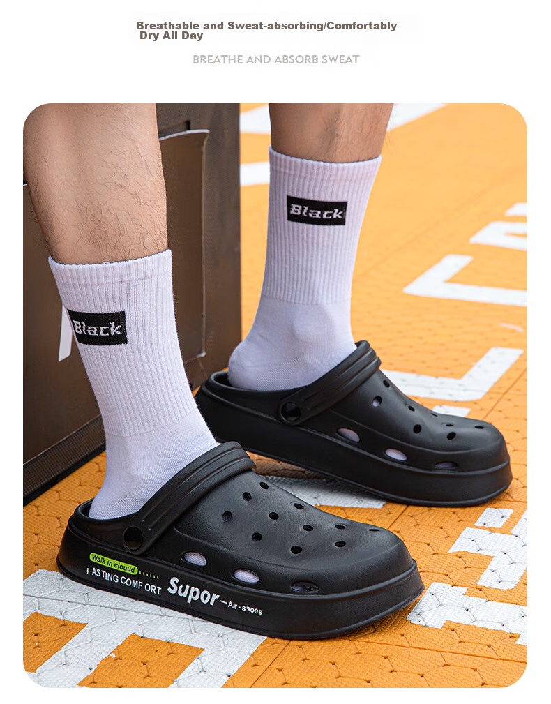 YUZHAOLIN Unisex Couple Beach Clogs Thick Sole Height Increasing Sandals Outdoor Wear YU918 White 11