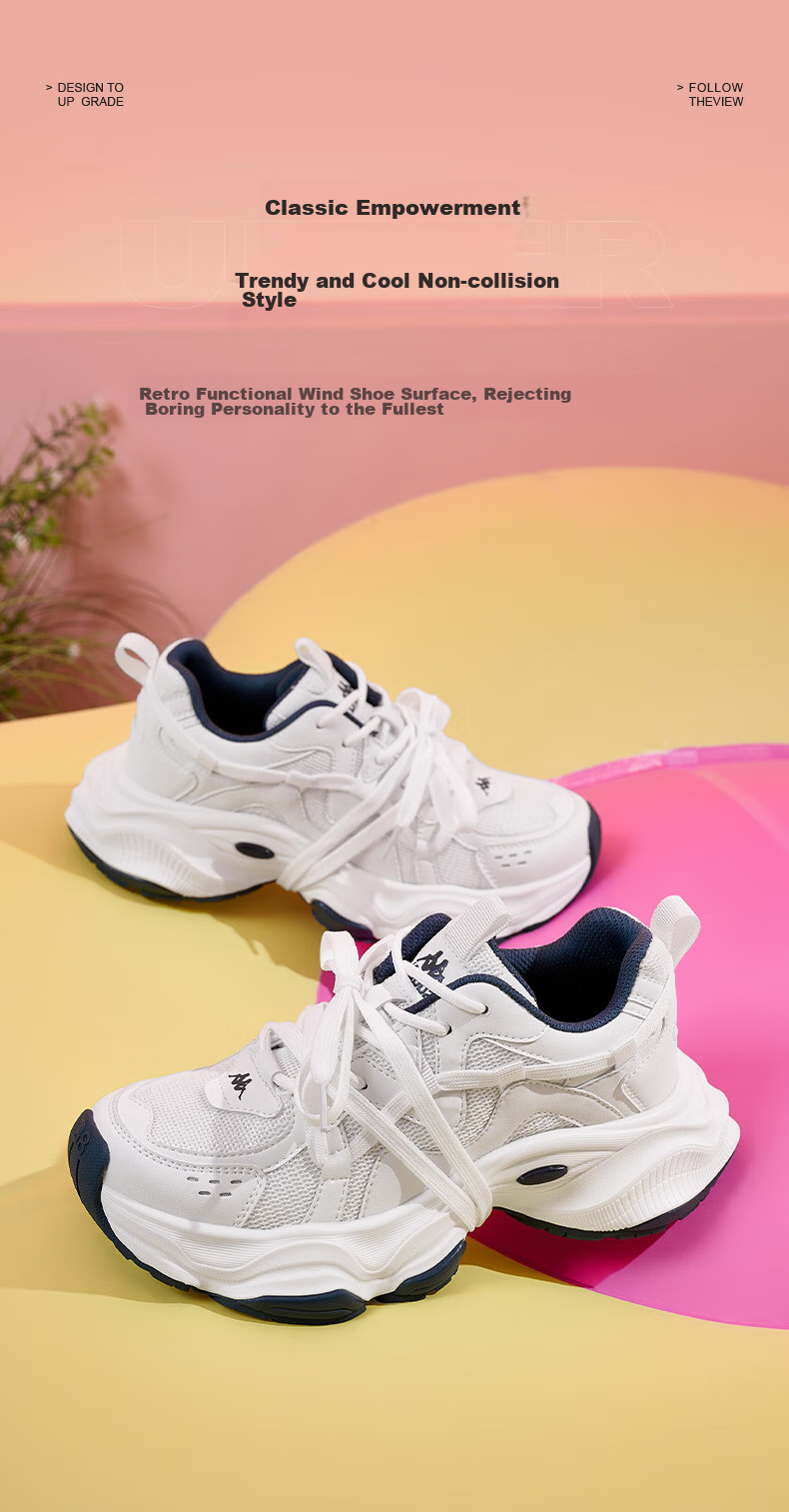 Kappa Women's Sneakers, Breathable Dad Shoes, New Autumn Casual Height-Increasing White Shoes for Women, Haichang Blue, Size 36 6