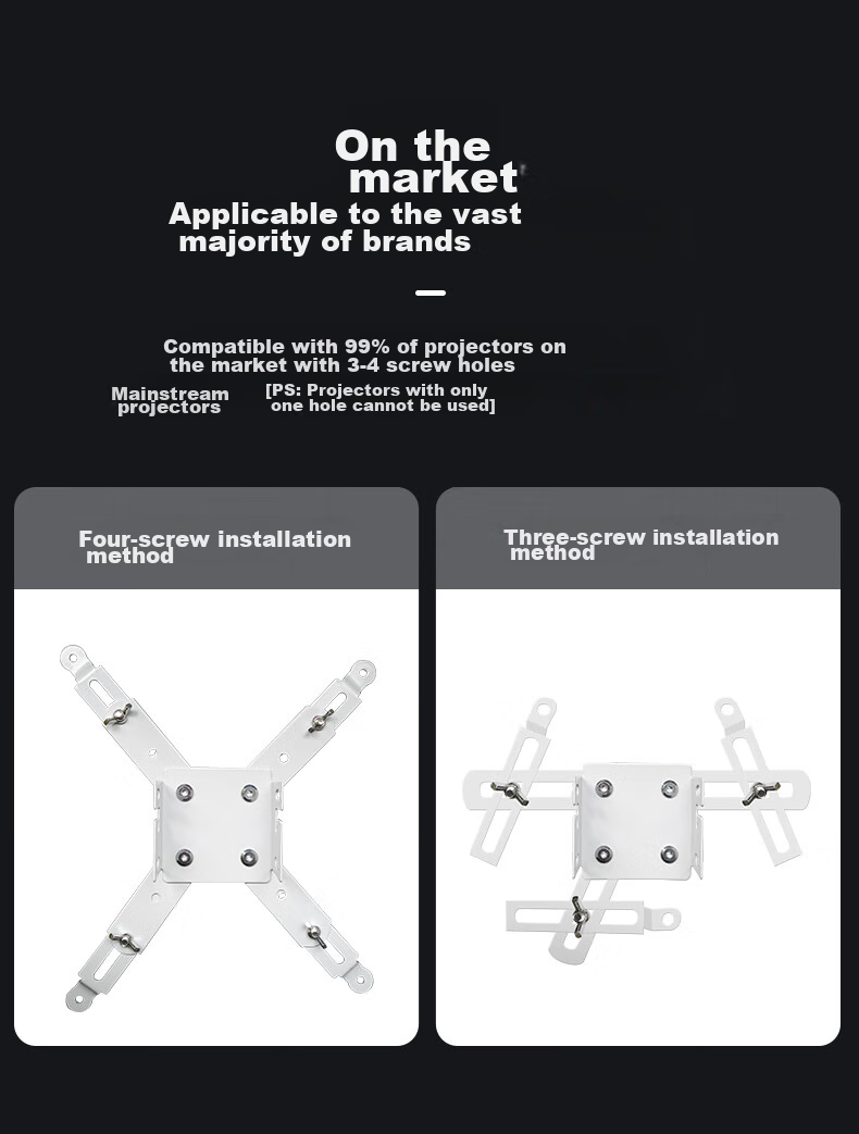 HONGYING Projector Ceiling Mount, Extendable from 0.65 to 0.95 Meters, Suitable for Epson, BenQ, Panasonic, Sony Projectors, Black 3