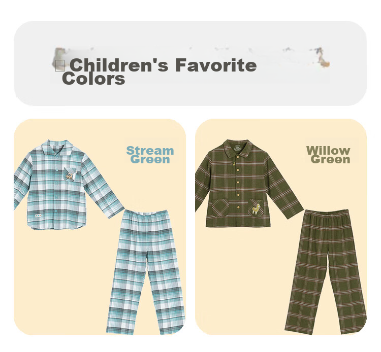 Hodohome Boys' Plaid Cotton Pajamas Set, Brushed Collar Lapel Cardigan Long Sleeve Sleepwear 501 140 14