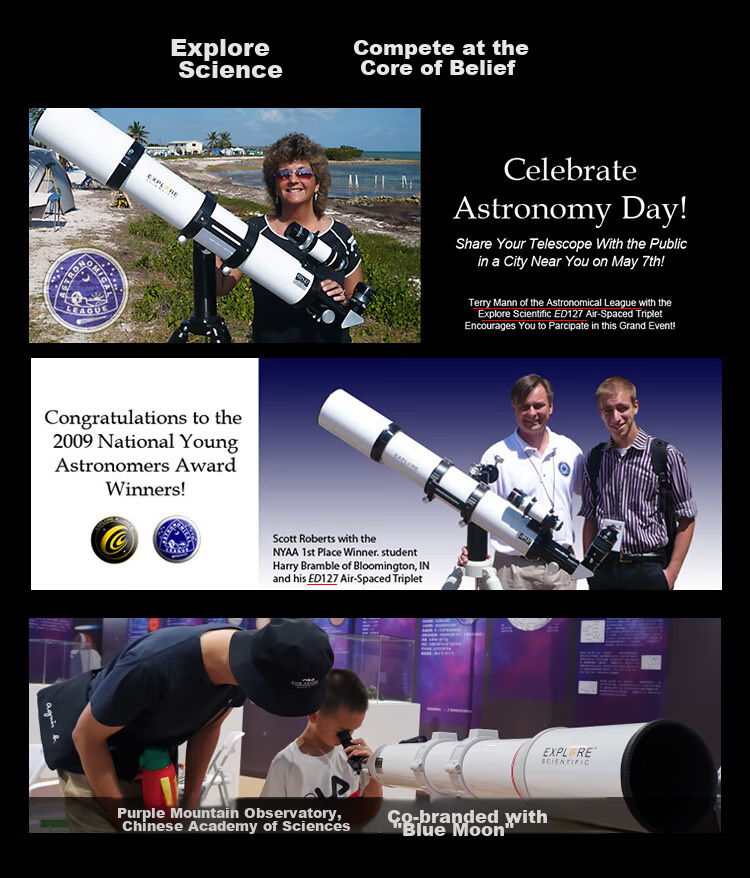 EXPLORE SCIENTIFIC Astronomical Telescope 90EQ3 High-Definition High-Magnification Large-Aperture Professional-Grade Stargazing Student Science Education Gift 10