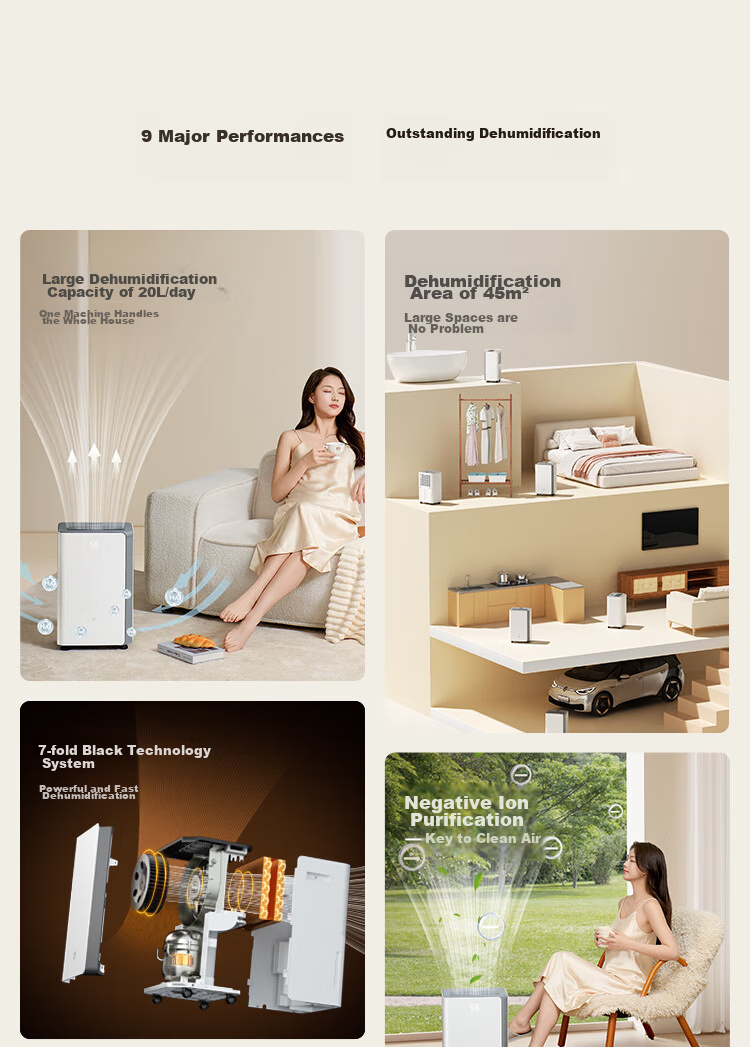 JD Original Dehumidifier for Home Use, 40L/day Dehumidification Capacity, for Basement, Bedroom, Duplex Villa, Commercial And Industrial Use, Moisture Removal, Mold Prevention, Quiet Clothes Dryer 2