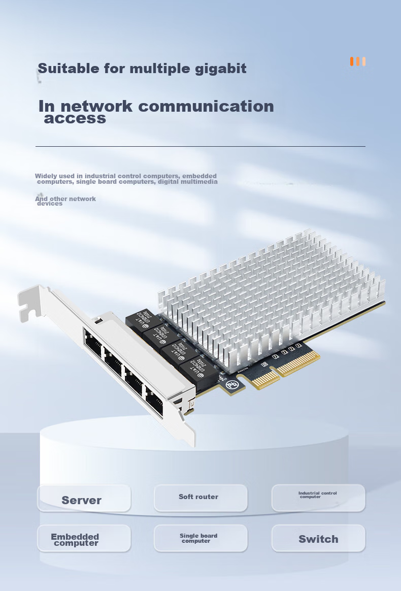 EB-LINK PCI-E X4 2.5G Four-Port Gigabit Ethernet Card with Two 10G And Two 2.5G Ports, Wired Network Card for ESXi Soft Routing, PXE Bootless Installation, Network Convergence Adapter 9