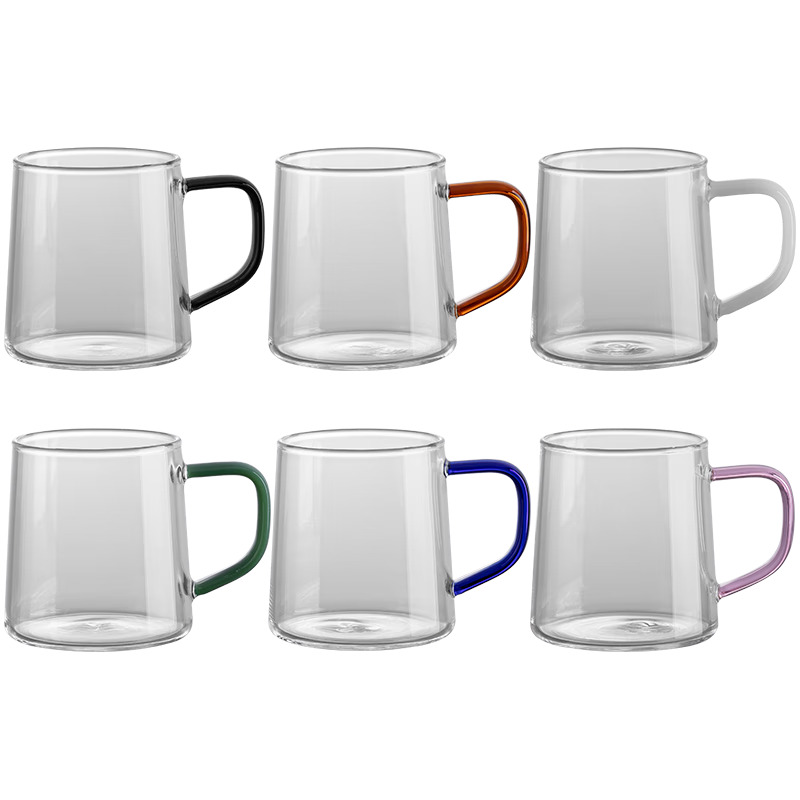 Banwu Life Borosilicate Glass Tea Cup with Handle High Temperature Resistant Thickened Green Tea Cup Set for Home Use