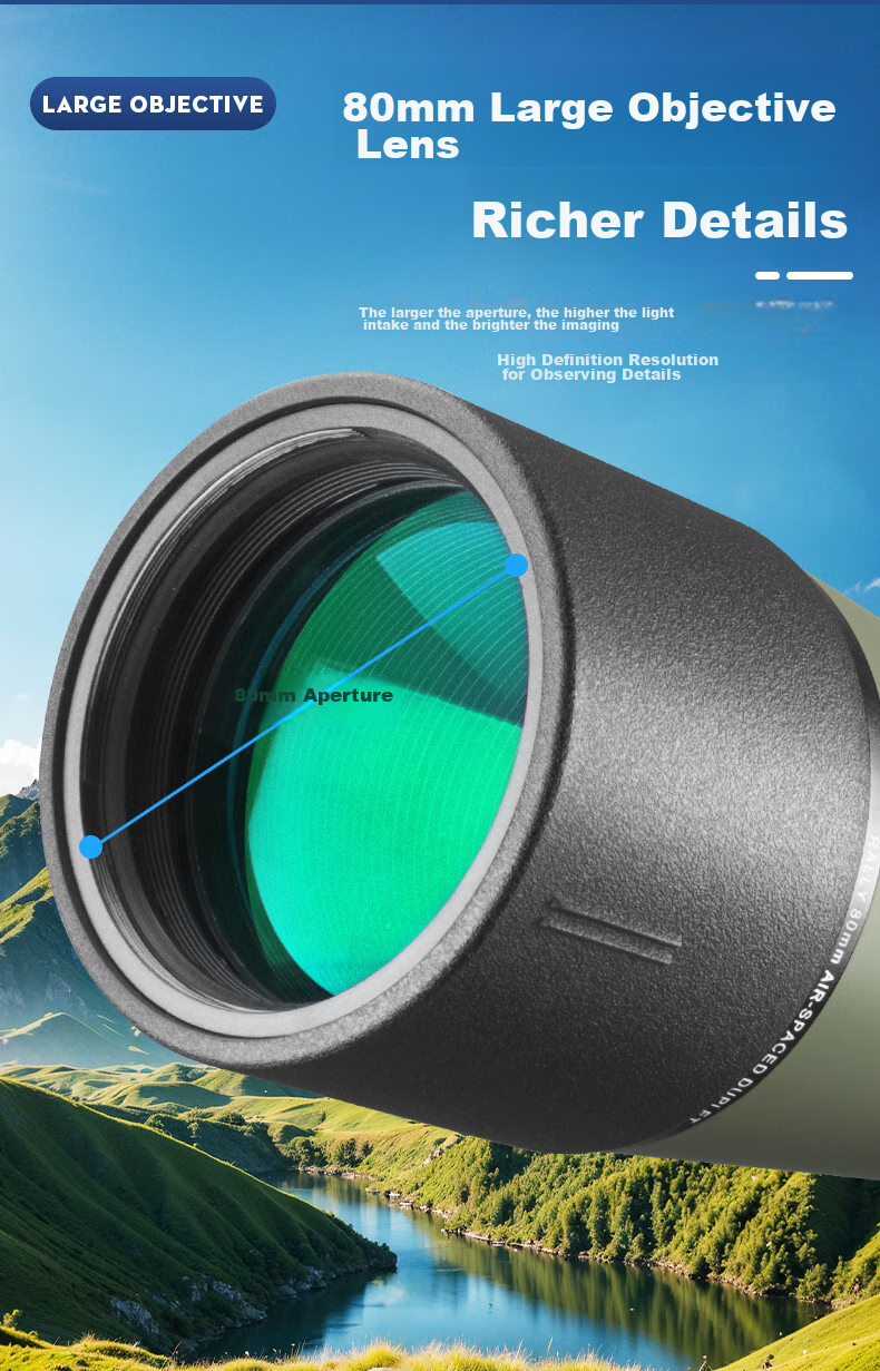 FEIRSH Monocular Telescope, High Definition, High Magnification, Large Aperture, Variable Magnification, Professional-Grade, Entry-Level, Low-Light Night Vision, Bird Watching, Moon Viewing, Target Shooting 13