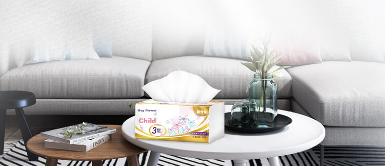 May Flower Facial Tissues, 3-Ply, 120 Sheets*20 Packs, Size S, Soft And Thick, Gentle on Skin, Whole Box Packaging 8