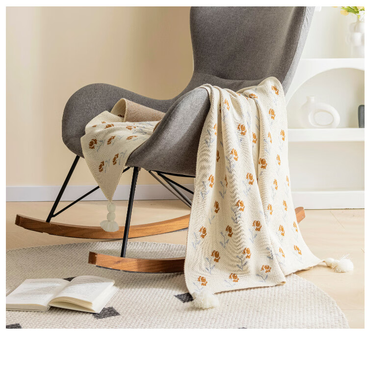 Fanyejia Floral And Bird Pattern Knitted Blanket, Luxury Throw, Sofa Cover, Living Room Leisure Nap Blanket, Bed End Rug, Office Air Conditioning Blanket 10
