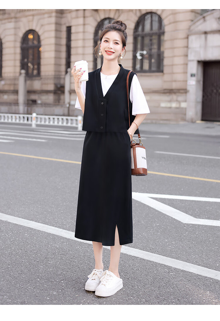 Cypress Age-Reducing Set 2026 Spring Summer New Vest with Elastic Waist Skirt Two-Piece Set 2
