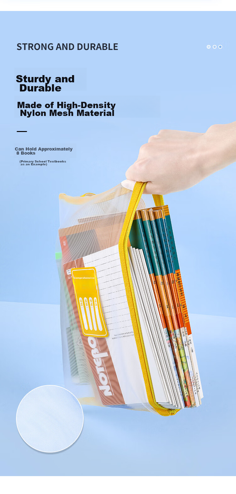 GuangBo Stationery Single-Layer A4 File Folder, Transparent Mesh Subject Classification Pouch, Student Exam Paper Subject Classification Zipper Bag Stationery Folder, Back-To Supplies, Pack of 5 10