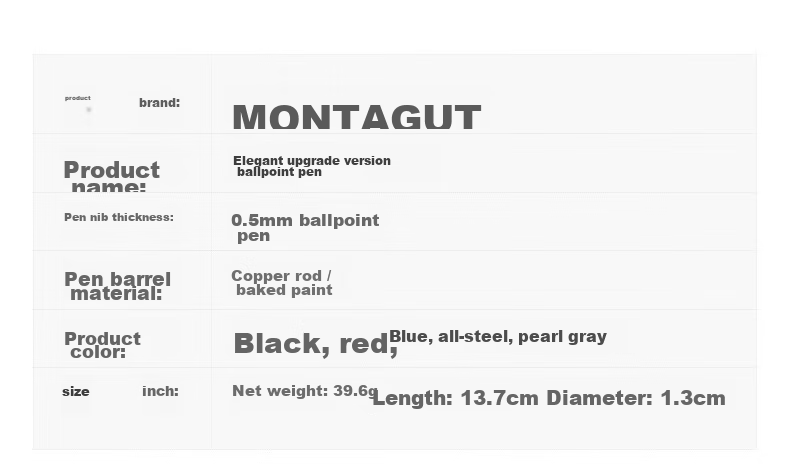 MONTAGUT Ballpoint Pen, Business Signature Pen for Men And Women, High-End Office Practical Pen, Commemorative Gift Pen, Lijie Series Black Liya 5