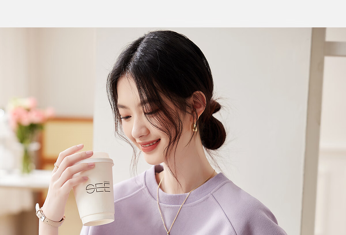 PinCai Relaxed Fit Sweatshirt for Women, Solid Color Round Neck Simple Loose Sweatshirt, Fashionable Casual Versatile Top P143W1031 10