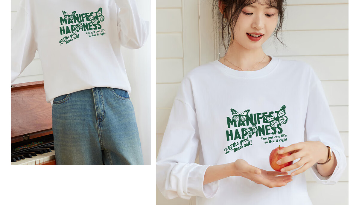 Halo Queen Women's Short-Sleeve T-Shirt, Summer Undershirt, Inner Layer Top, Trendy Letter Print, Loose-Fitting T-Shirt, H143T1418 20