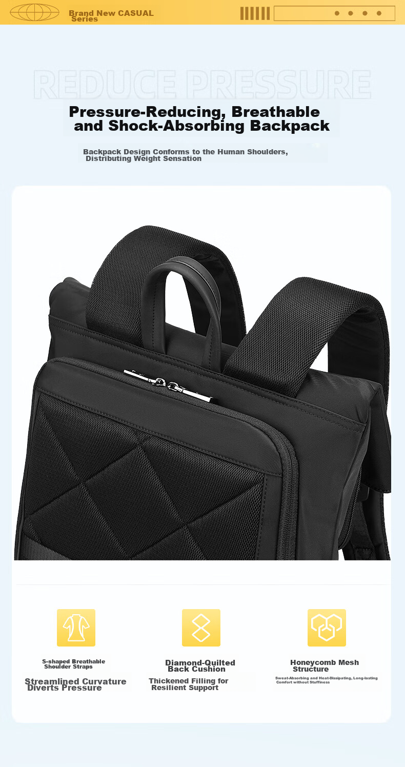 Xinxiuli Backpack, Laptop Bag, 14-Inch, for Men And Women, Large Capacity, Flip-Top Design, Simple Style, Travel Bag, Suitable for High School And College Students 6