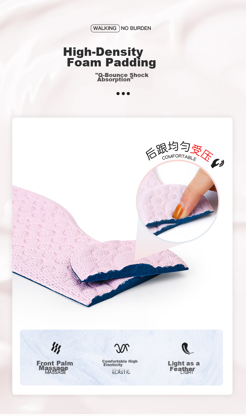 Maigaole 2 Pairs, Women's Insoles, Soft Sole Comfortable Breathable Sweat-Absorbing Thin Sports High Heel Insoles, Pink, Size 35-36 5