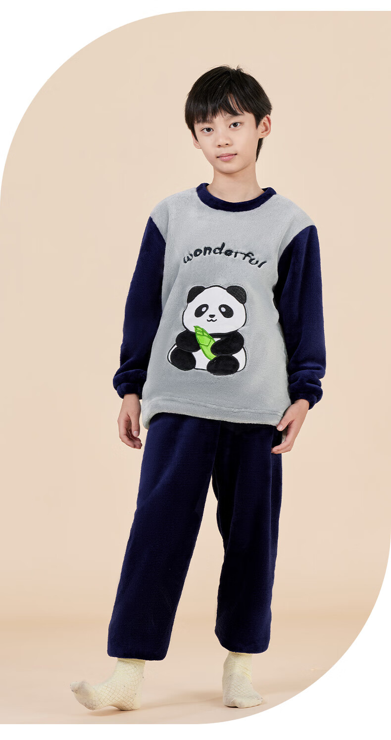 LangSha Kids Autumn Winter Thickened Double-Sided Flannel Fleece Loungewear Set for Boys and Girls, Size 110 16