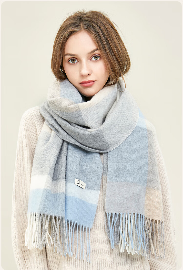 JIUMU Pure Wool Scarf for Women Autumn Winter Warm Shawl Large Wrap Gift Box New Year Birthday Present for Girls 13