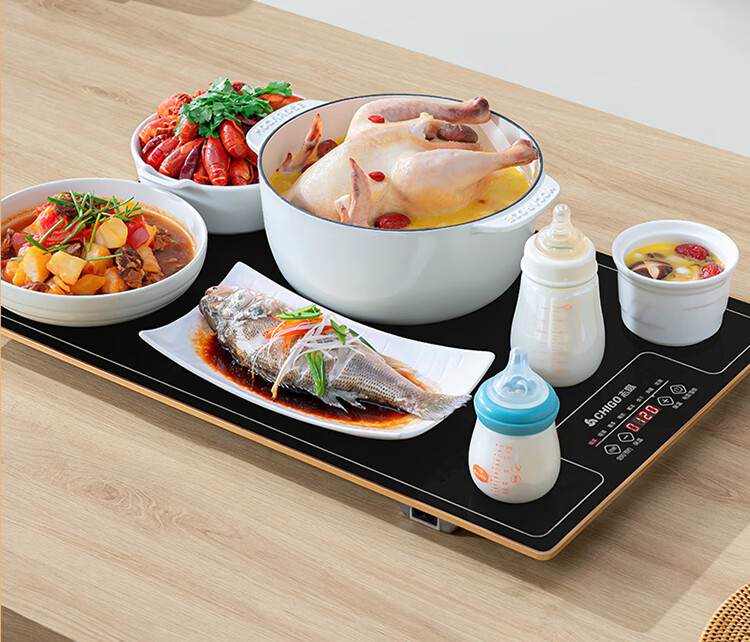 CHIGO Food Warming Plate, Hot Food Plate, Heating Plate, 2025 New Model Heating Table Mat, Rectangular Household Multifunctional Dining Table Hot Food Device, QF02H 12