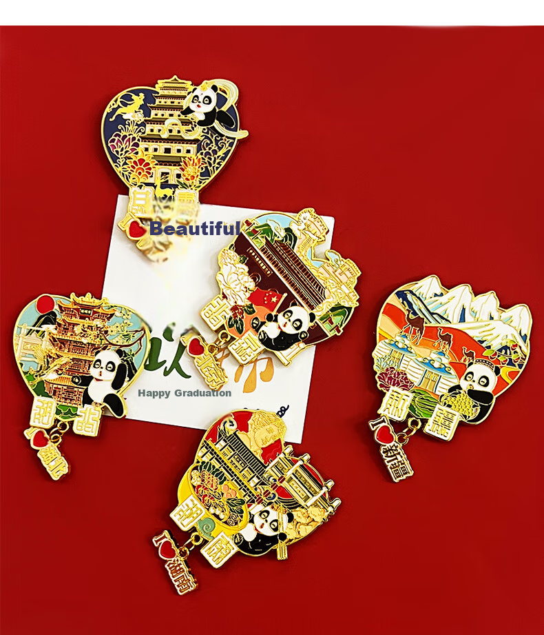Ouliwen Refrigerator Magnet, Decorative Sticker, Creative Computer Display Board, High-End Alloy Travel City Trendy Graduation Season Gift, Chinese Style Panda, Beijing 11