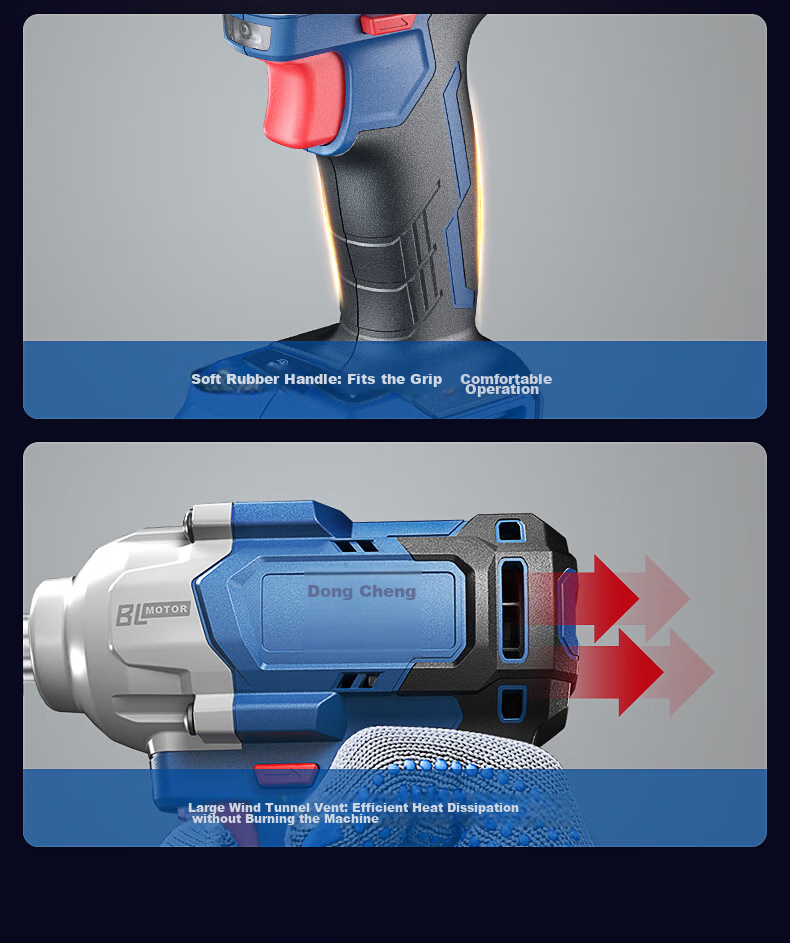 Dongcheng Lithium Battery Brushless Electric Wrench DCPB488E20V Dual Battery 4.0Ah High Torque Impact Wrench for Tire Removal 12