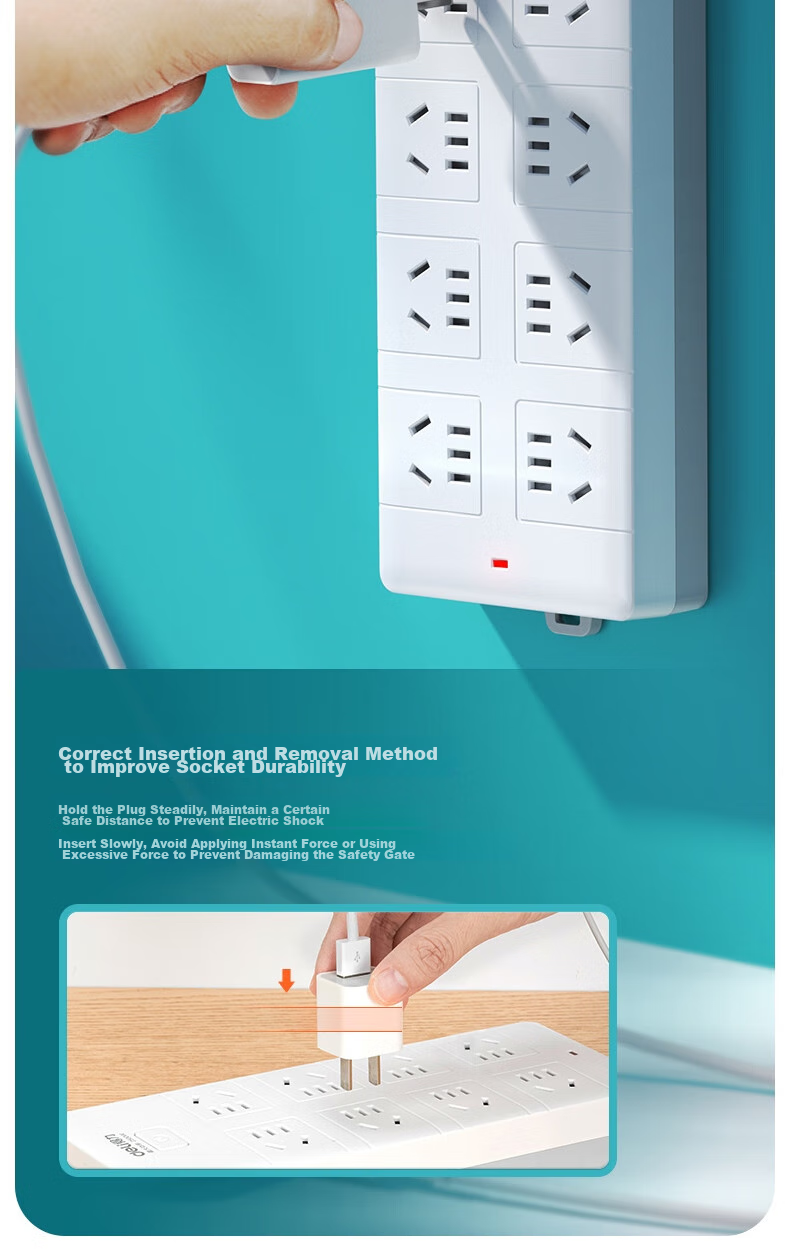 Deli 3C Certified National Standard Safe Power Strip/Extension Cord/Surge Protector with Master Switch, Child Safety Lock, 8 Outlets, 3 Meters, 18262 7