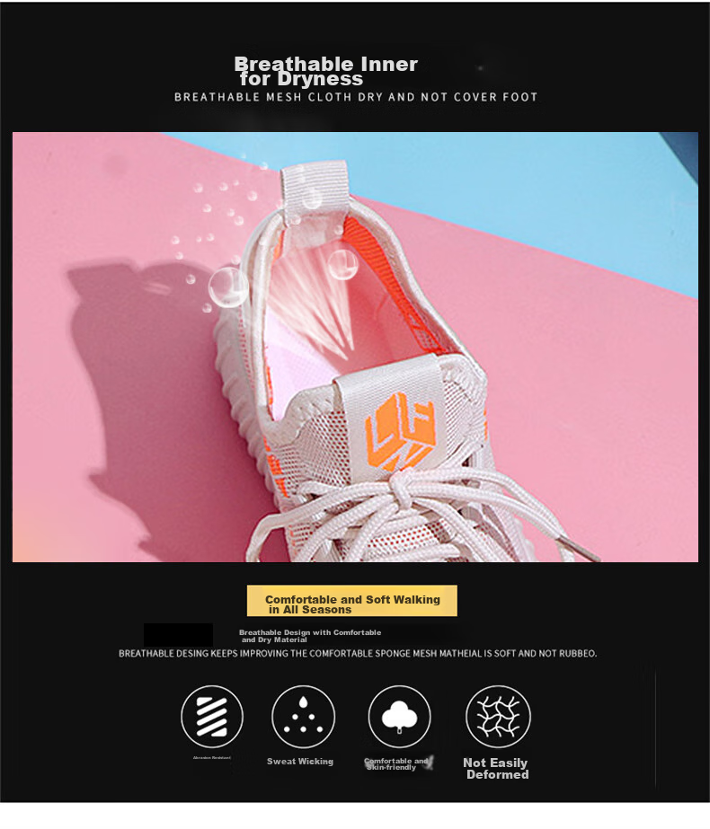 PLAYBOY Women's Shoes Summer Breathable Mesh Sneakers Comfortable Casual Sports Shoes for Women 1643 Orange 39 6