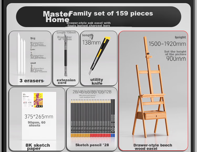 Mont Marte Sketching Set, Drawing Pencils, Art Tools, Charcoal Pencils, Sketch Paper for Beginners, Sketching Outdoors, 4K Portable Drawing Board, Upgraded Sketching Kit SX-CSK Art Sketching 12