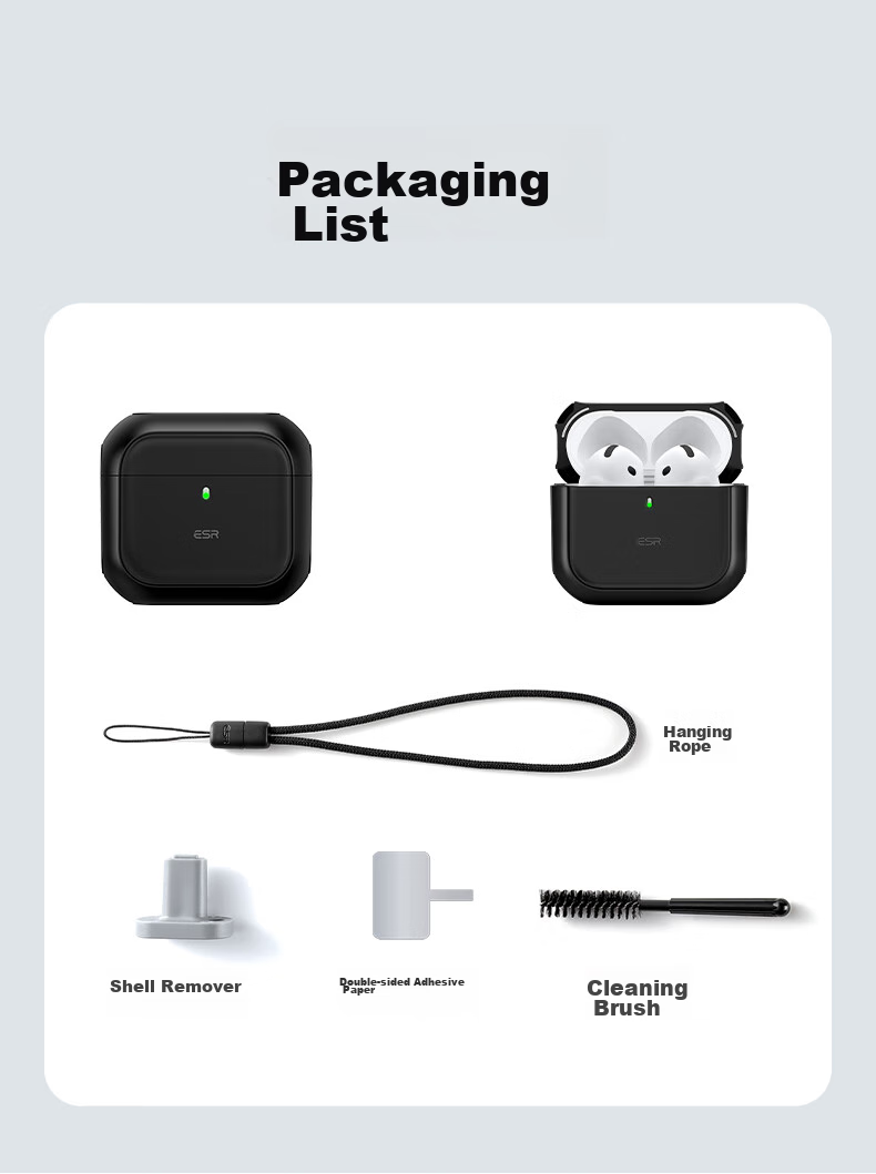 ESR AirPods 4 Case, Apple Earphone Protective Case 2024 Fourth Generation Noise-Cancelling Earphone Case, MagSafe Magnetic Charging Compatible, Wireless Charging Bluetooth Earbuds, Anti-Slip And Drop-Resistant, Black 11