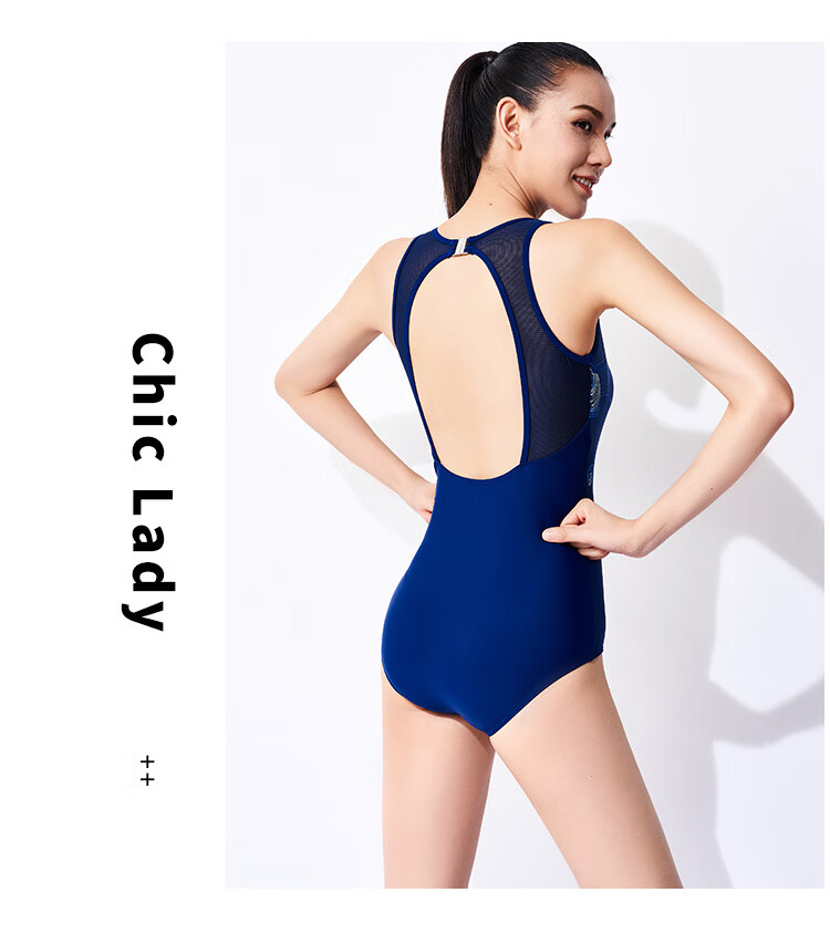 LI-NING Women's One-Piece Triangle Swimsuit Professional Racing Slim Fit Quick-Dry Spa Beach Swimwear LSCP128 Black M 7