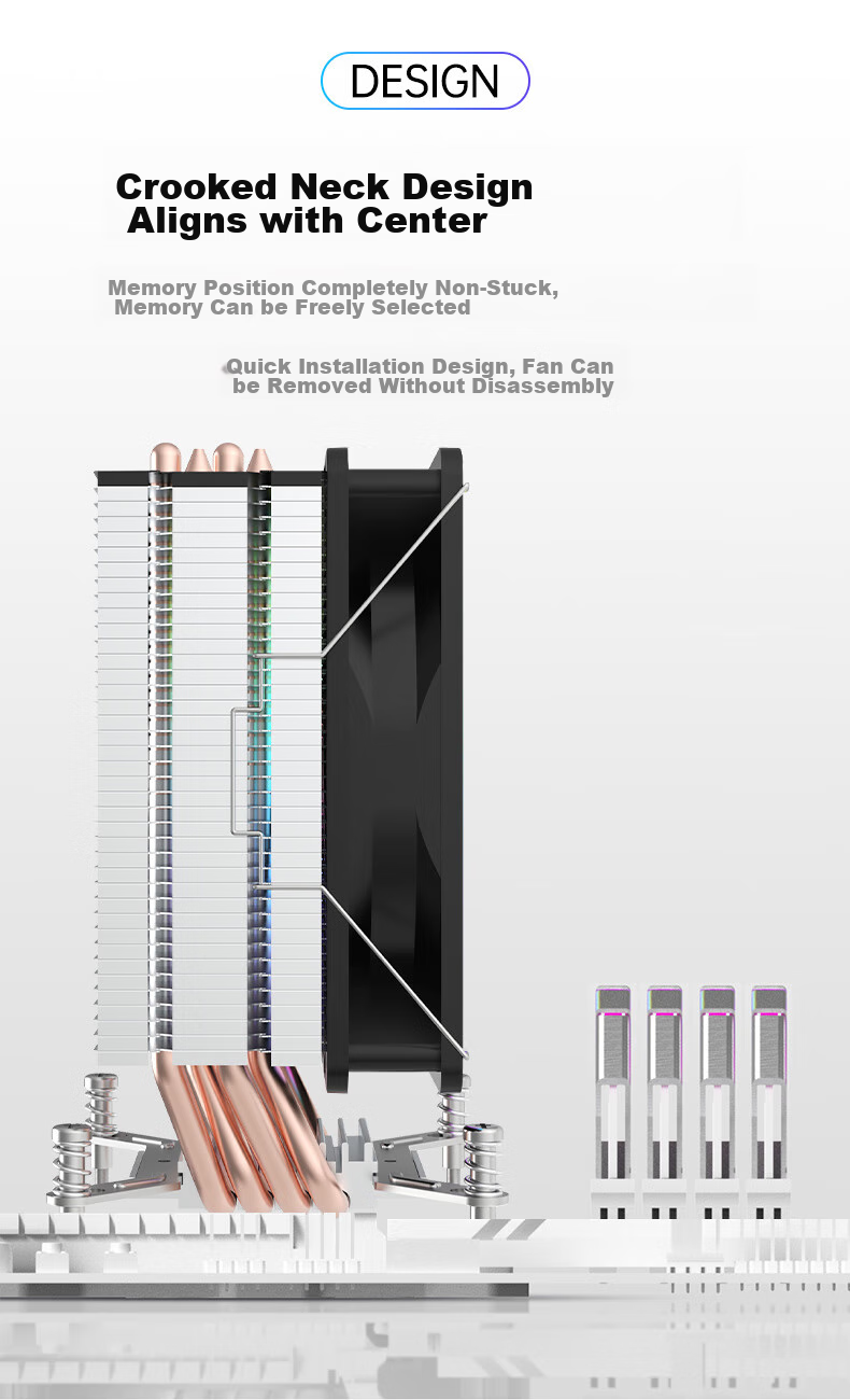 AOC T4GB/93 Black CPU Air Cooler (Supports Intel 9th-13th Gen, 4 Heat Pipes, 12CM Fan with Colorful Lighting Effects, Hydraulic Silent Operation, Includes Thermal Paste) 6