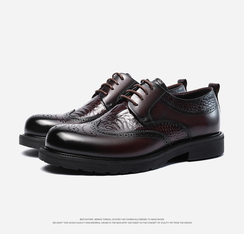 LAORENTOU Men's Leather Shoes, Business Formal Shoes, Brogue Carved Wedding Shoes, Top-Grain Leather High-End Executive Shoes, 200253 Black, Size 41 11