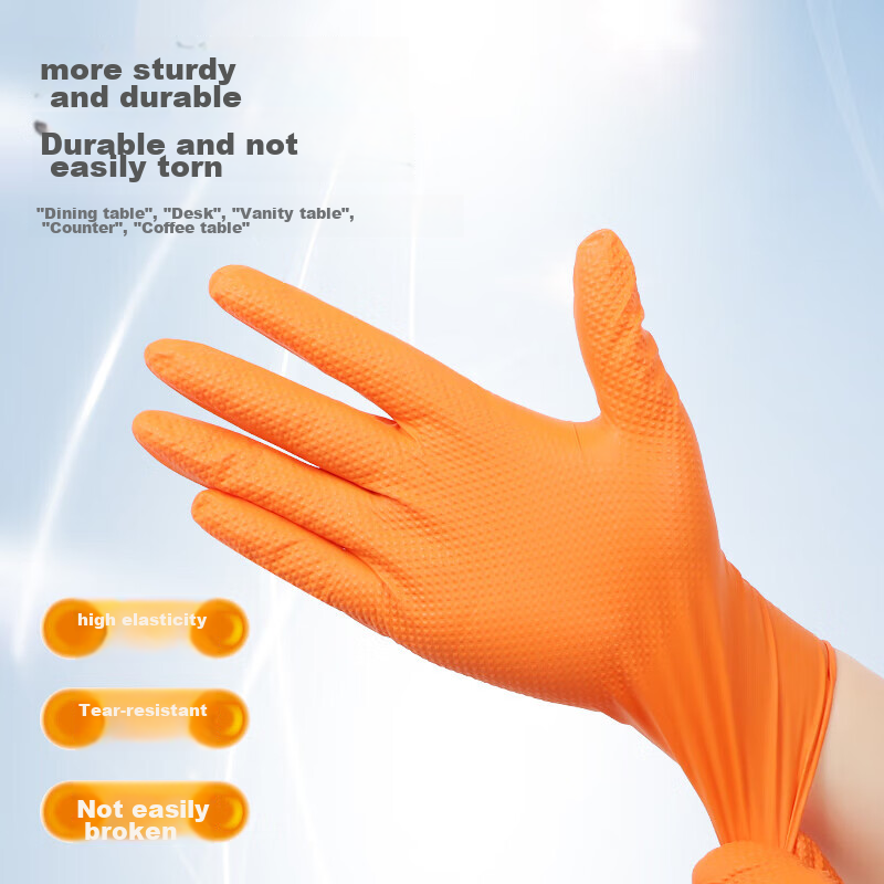 WOLSGIN Black Diamond Pattern Nitrile Gloves, 50 Large Size, Extra Thick, for Industrial Laboratory Auto Repair, Disposable 6