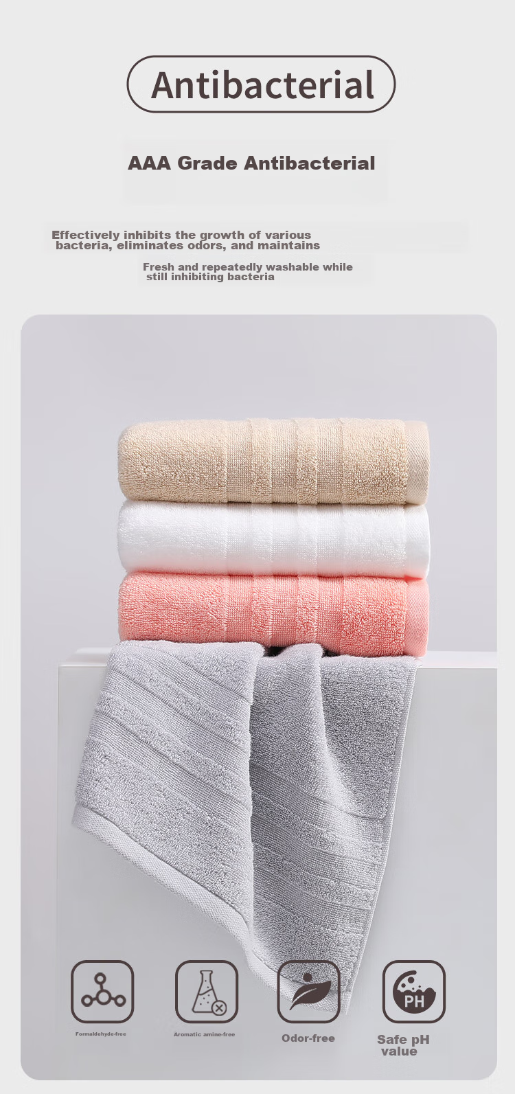 Grace Xinjiang Long-Staple Cotton Class A Antibacterial Towels, Set of 4, Pure Cotton Thickened Soft Face Towels, Absorbent Sports Face Wipes 4