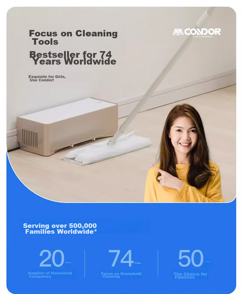 CONDOR Japanese Electrostatic Dust Mop with Handle Length 127cm, 20 Dust Sheets Included, No Hand Washing Required, Household Lazy Person's All-In Mop 1