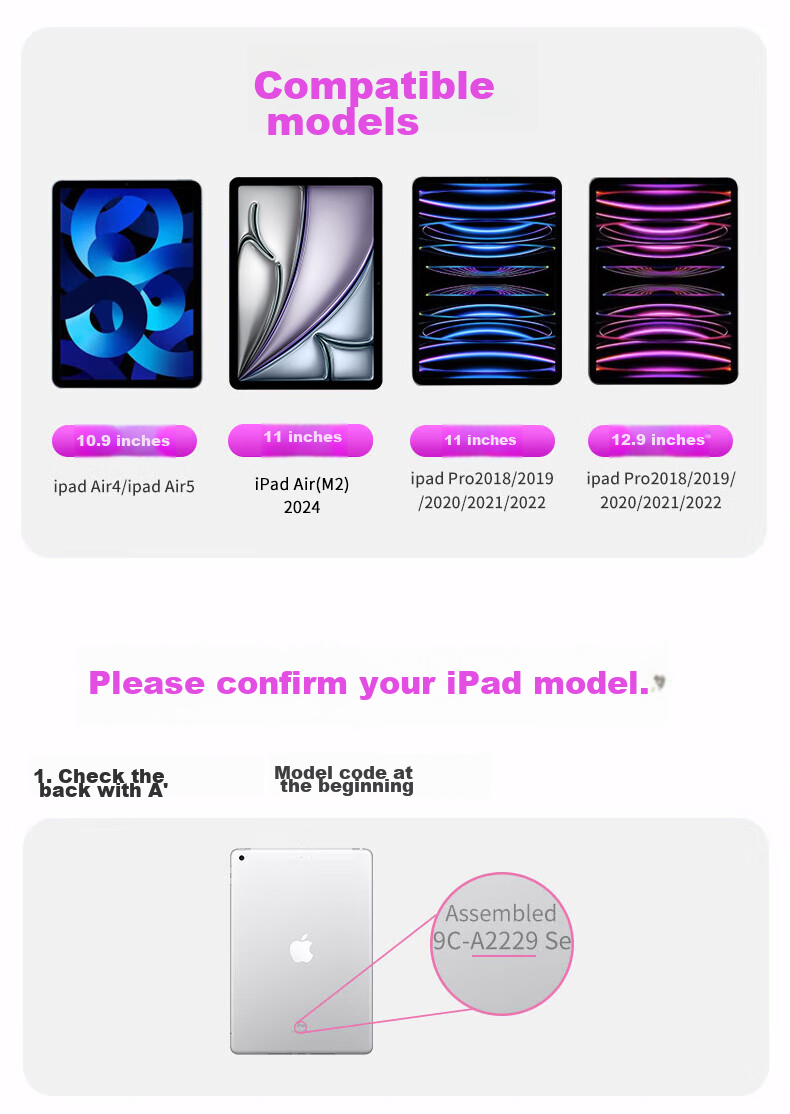 ALittleFlower Magnetic Floating Keyboard Case for IPad Pro And IPad Air 5 [Multi-Functional Touchpad] IPad Pro/Air 5/410.9 Student Gift New Year 23