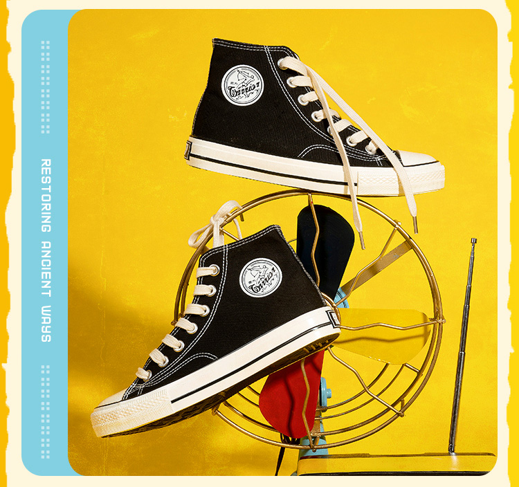 Warrior High-Top Canvas Shoes, Retro Unisex Couple Sneakers, Casual Shoes for Men, Sports Running Shoes, 402 Black, Size 37 4