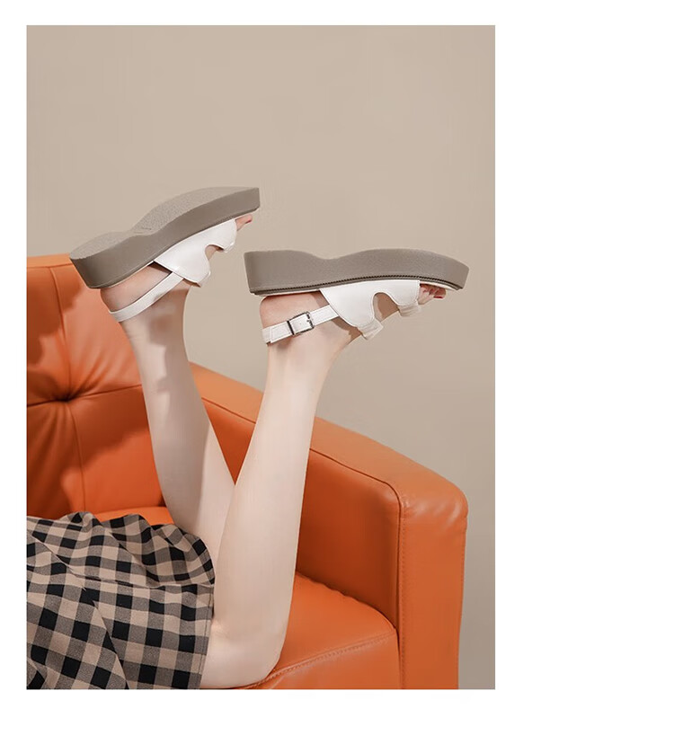 ZHR Roman Sandals for Women, Summer Height-Increasing Slippers, Outdoor Wear, Single-Strap Women's Shoes, 2026 New Style JF10T, Beige, Size 36 25