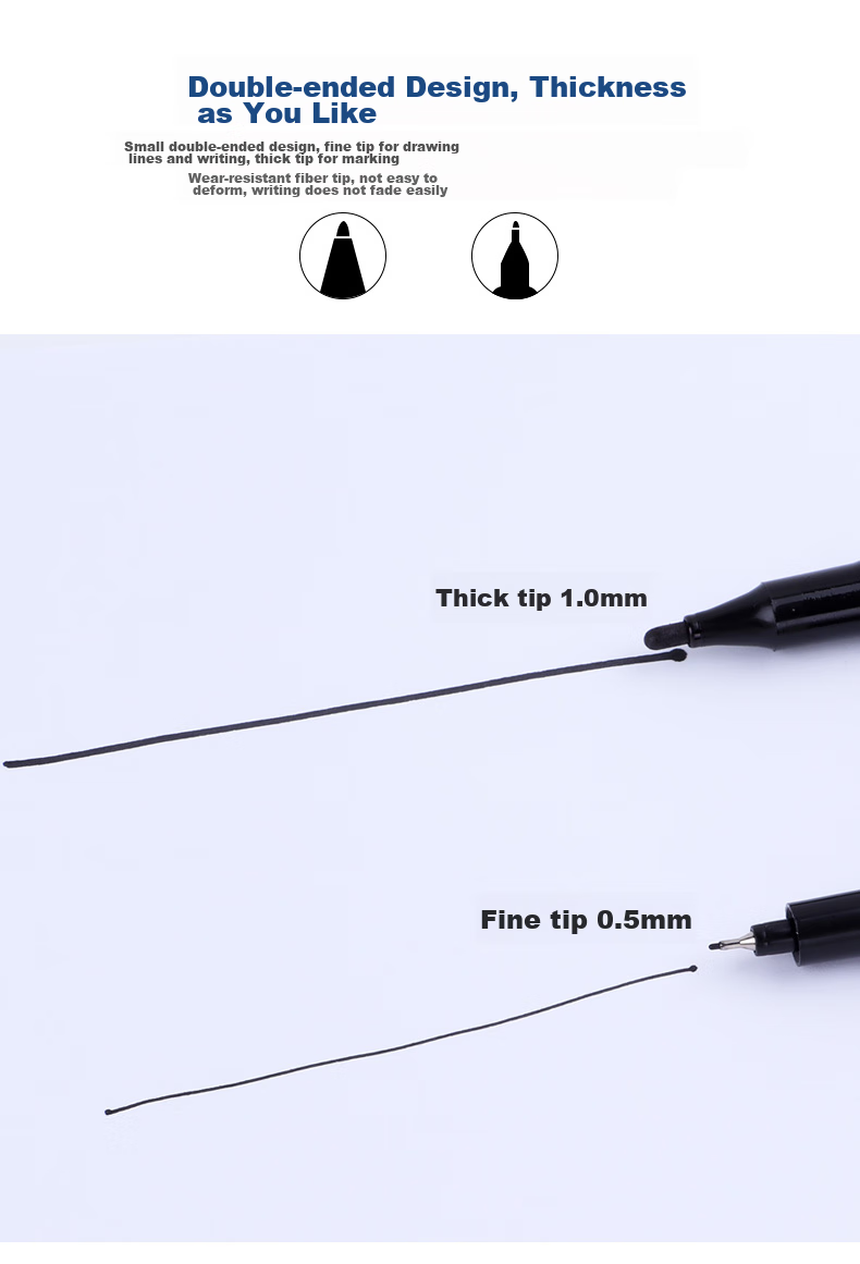 BAOKE MP2915 Dual-Tip Fine And Thick Oil-Based Marker Pen for Meetings And Signatures, Black, 12 Pens Per Box 2