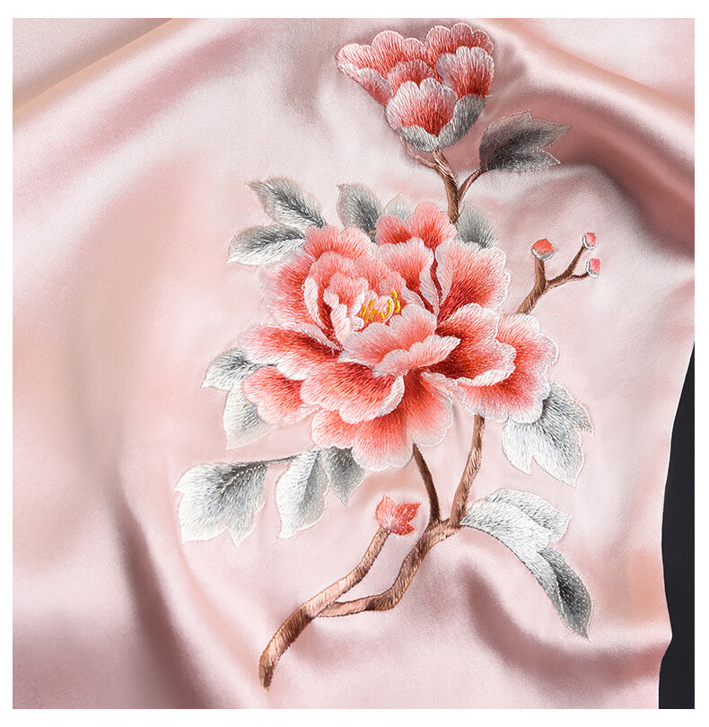 Hangsi Mansion Su Embroidery Silk Scarf Shawl Mulberry Silk Luxury Set Birthday Holiday Gift for Mom - Butterfly Green 12