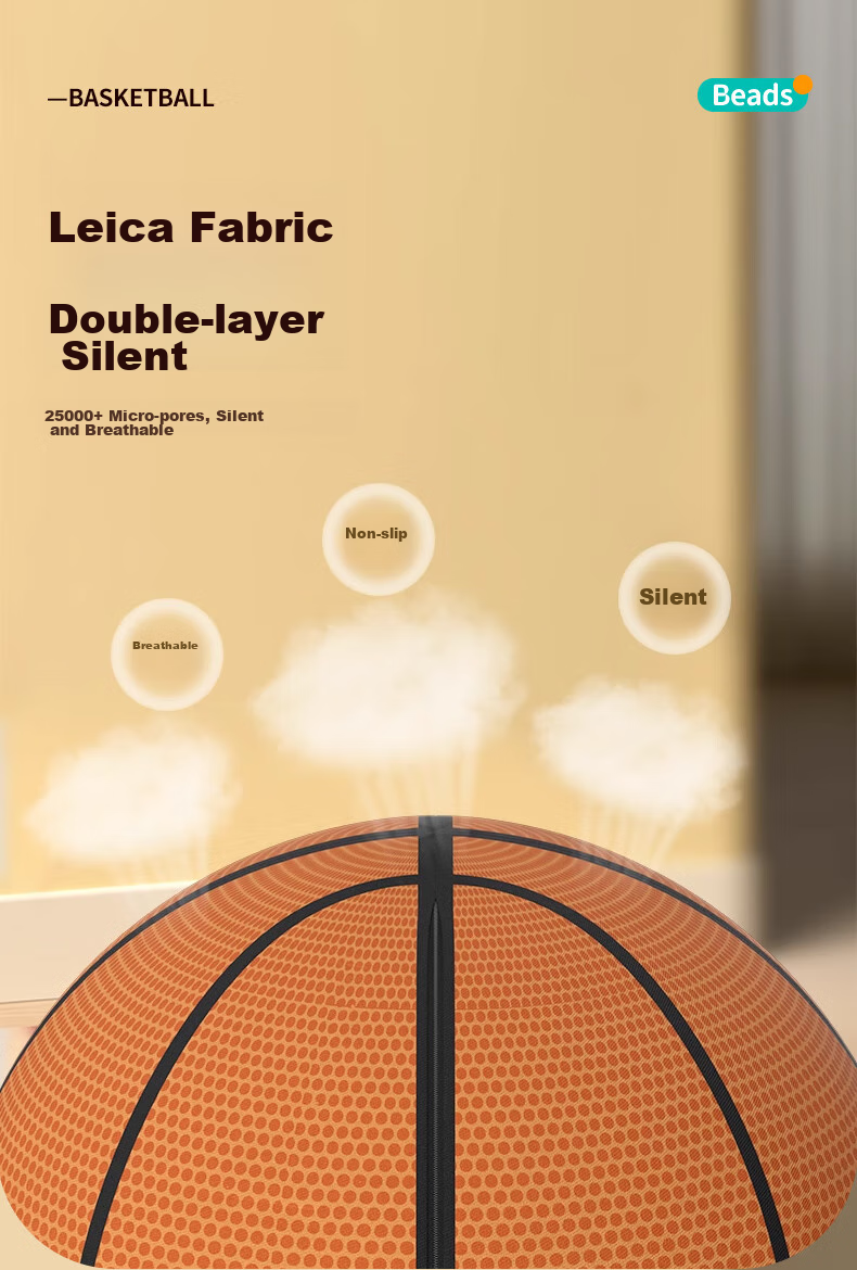 Babamama Silent Basketball Leather Ball Children's Toy for Ages 3-6 Indoor Bounce Ball Size 7 Sports Equipment Gift for Boys 7