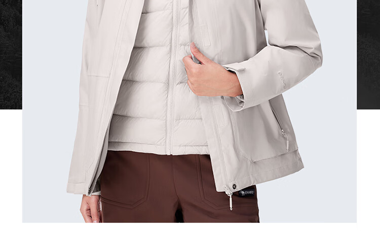 CAMEL Outdoor 3-in-1 Jacket Thickened Goose Down Warm Windproof Waterproof Mountaineering Coat S 30