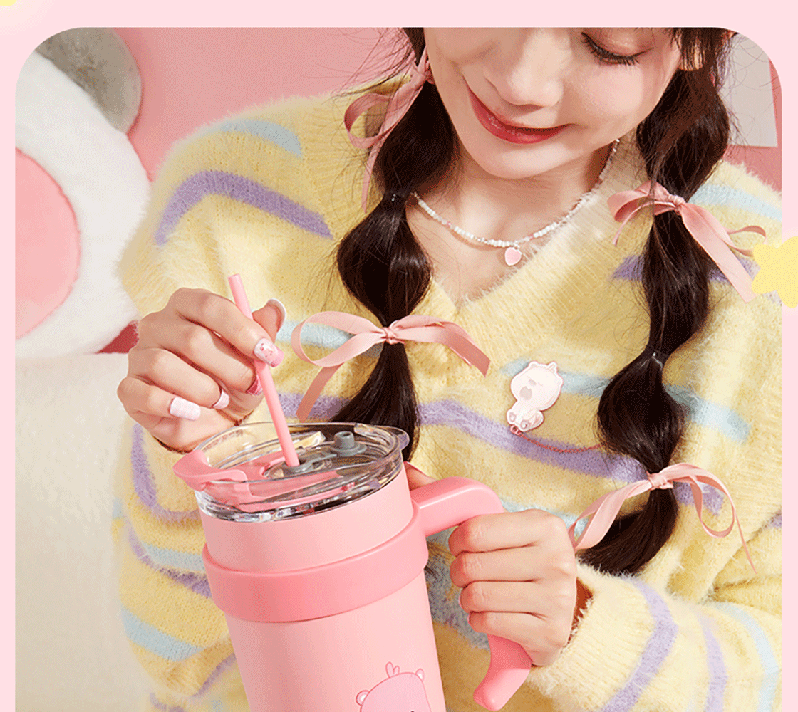 MINISO Apple Puppy Series 304 Slim Waist Coffee Enjoyment Cup 420mL Pink 5
