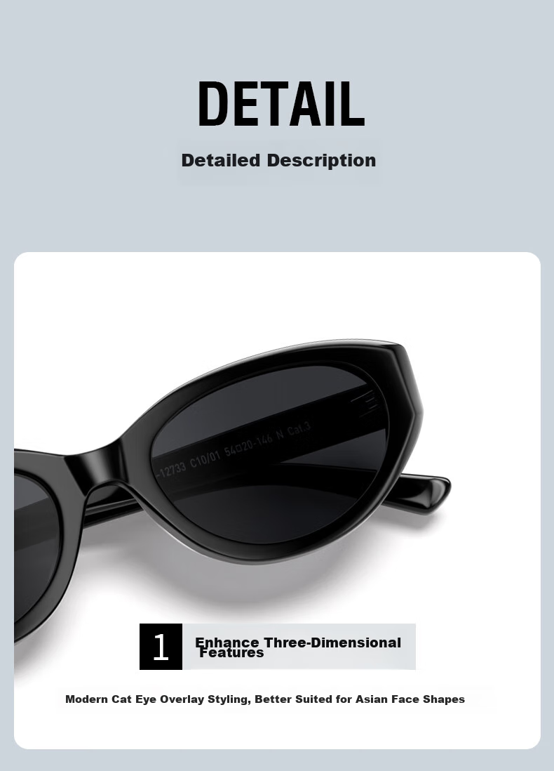 PARZIN Sunglasses, Fan Chengcheng Style Fashionable Cat-Eye Narrow Frame Glasses, Sun Protection Driving Sunglasses, PZ12733 10