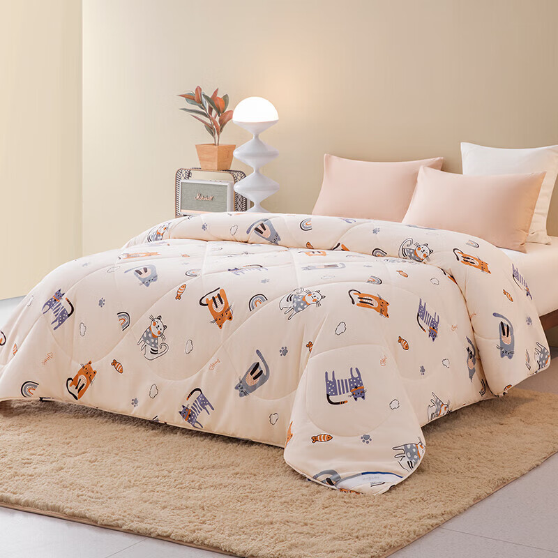 M·JBABY Class A Children's Antibacterial 30% Soybean Fiber All-Season Comforter, Spring And Autumn Cat Kingdom, Filled with 1000g, 200X230