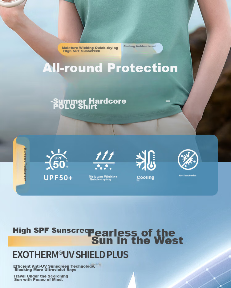 NORTHLAND Women's Sun Protection Polo Shirt with Collar, Outdoor Breathable Quick-Dry Comfortable Cool-Feeling Solid Color Versatile POLO Shirt for Wome 2