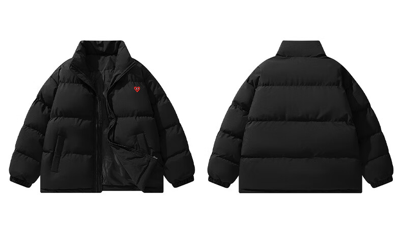 Chaersitaoxin [Wang Churan's Choice] Unisex Couple Matching Winter Thick Cotton Jacket Puffer Coat, Black, Size L 20
