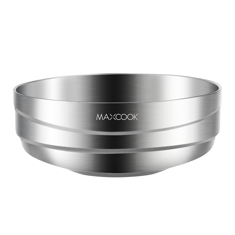MAXCOOK 304 Stainless Steel Bowl, Large Double-Layer Insulated Soup Bowl, Tableware Noodle Bowl 22CM MCWA106