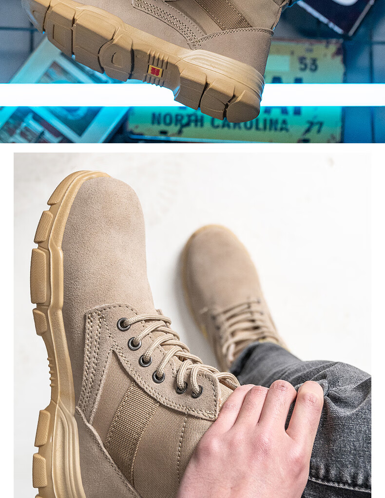 LAOGUANJIA Men's Safety Shoes with Steel Toe Cap, Anti-Smashing, Puncture-Resistant, Solid Sole, Wear-Resistant, Breathable, High-Top Protective Boots LA37 14
