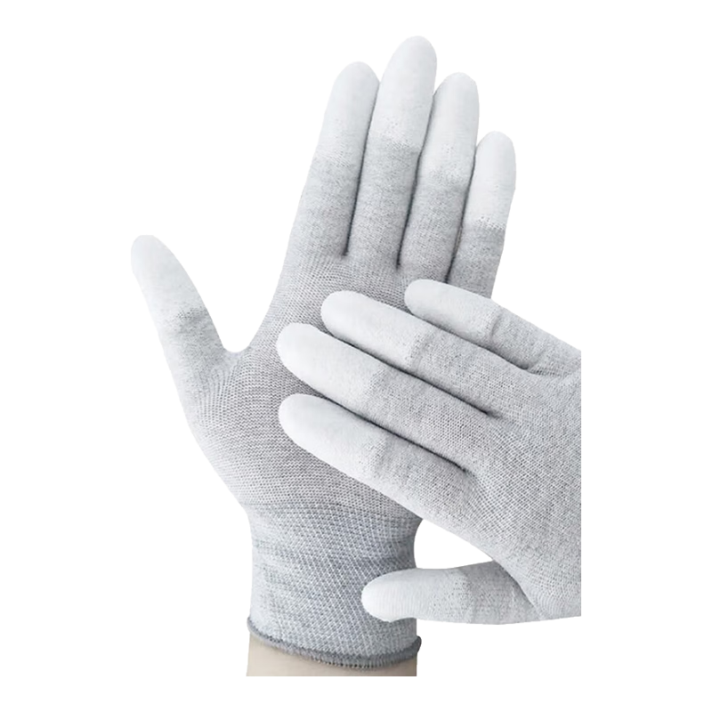 Mici Anti-Static Gloves, Carbon Fiber Coated Finger Gloves, Winter PU Coating, Lightweight, Dust-Free, Breathable, Non-Slip, for Machine Assembly And Electronics Factory, Labor Protection Gloves, L Size Large (10 Pairs/pack)