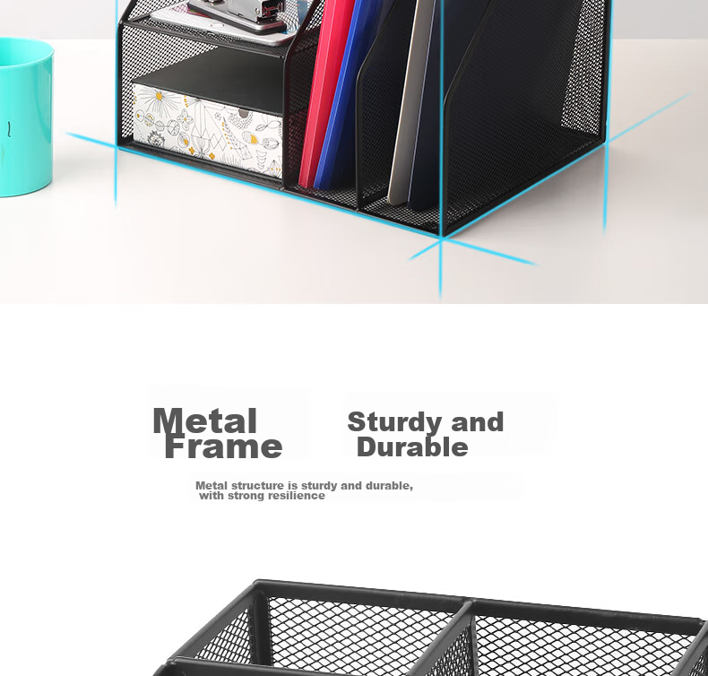 KW-Trio [No Installation Required] Desktop Metal Storage Organizer File Holder Document Basket File Rack File Stand / Stationery Organizer File Holder 5