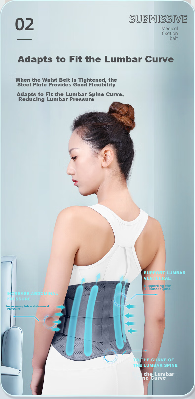 AiHuJia Lumbar Support Belt for Herniated Disc, Back Pain, Prolonged Sitting, Heat-Sealed Fitness Hard Waist Belt for Running And Exercise 9